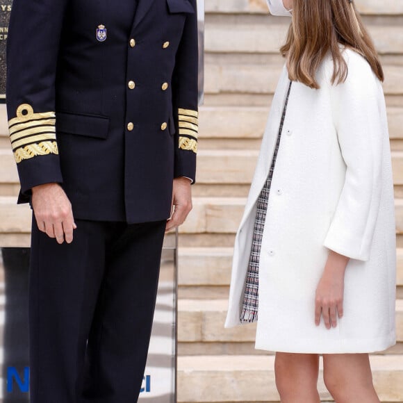 Le roi Felipe VI d'Espagne, la princesse Leonor - La famille royale d'Espagne assiste au lancement du sous-marin S-81 'Isaac Peral' à Carthagène, Espagne, le 22 avril 2021.