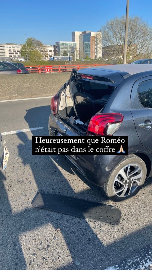 Camille Cerf partage un aperçu de son accident de voiture sur Instagram, le 26 avril 2021.