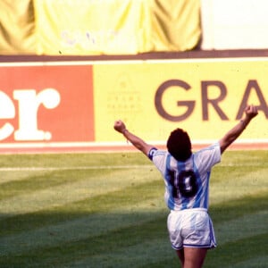 Diego Maradona - Argentine - Coupe du Monde 1990 - action largeur archives joie . © FEP / Panoramic / Bestimage