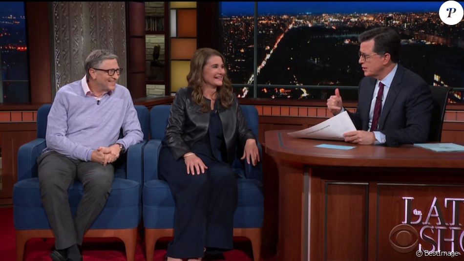 Stephen Colbert - Bill Gates apparaît dans l'émission "The Late Show" avec sa femme Melinda à Los Angeles le 13 février 2019.