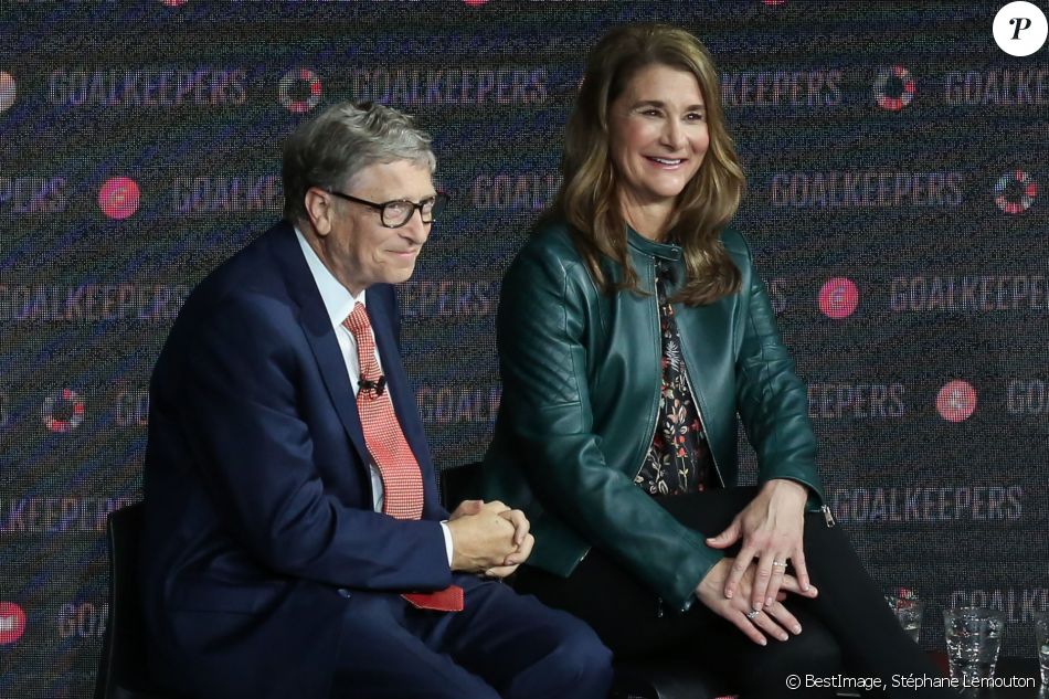 Le Président de la République Emmanuel Macron participe à l'événement des "goalkeepers" avec Bill et Melinda Gates, le 26 septembre 2018, à New-York, Etats-Unis. © Stéphane Lemouton / Bestimage