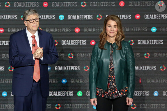 Le Président de la République Emmanuel Macron participe à l'événement des " goalkeepers " avec Bill et Melinda Gates à New-York, Etats-Unis. © Stéphane Lemouton / Bestimage 