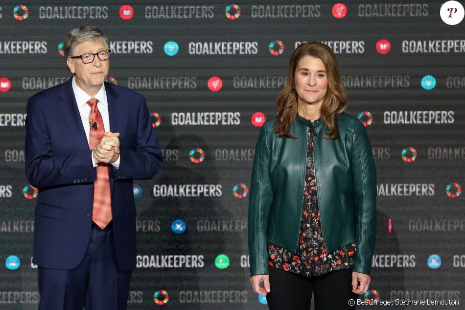 Le Président de la République Emmanuel Macron participe à l'événement des " goalkeepers " avec Bill et Melinda Gates à New-York, Etats-Unis. © Stéphane Lemouton / Bestimage