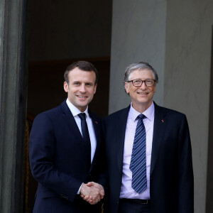 Le président de la République française Emmanuel Macron reçoit Bill Gates et sa femme Melinda au palais de l'Elysée à Paris, France, le 16 avril 2018. © Dominique Jacovides/Bestimage 