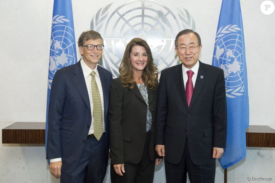 Bill Gates et Melinda Gates, Ban Ki-moon - Assemblee generale de l'ONU a New York le 25 septembre 2013.