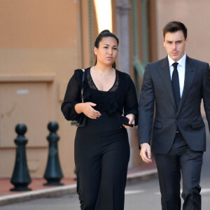 Louis Ducruet et sa femme Marie - Obsèques de la baronne Elizabeth-Ann de Massy (Elisabeth Anne), cousine du prince Albert II en la cathédrale Notre-Dame-Immaculée de Monaco le 17 juin 2020 © Bruno Bebert / Bestimage