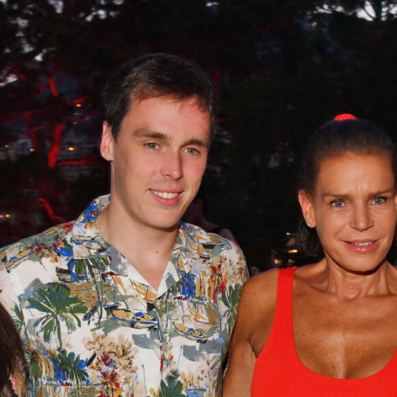 Marie Chevalier, Louis Ducruet, son futur époux, la princesse Stéphanie de Monaco et Camille Gottlieb durant la traditionelle soirée au profit de Fight Aids Monaco, dans la salle des Etoiles du Sporting à Monaco le 13 juillet 2019. © Bruno Bebert/Bestimage