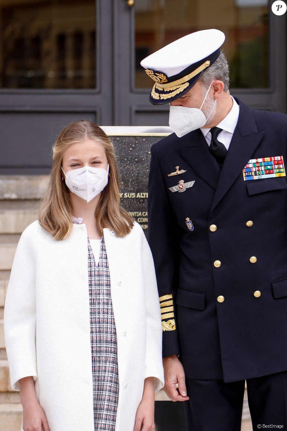 Le roi Felipe VI d'Espagne, la reine Letizia d'Espagne, La princesse Leonor et L'infante Sofia d'Espagne - La famille royale d'Espagne assiste au lancement du sous-marin S-81 'Isaac Peral' à Carthagène, Espagne, le 22 avril 2021.