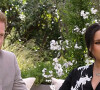 Le prince Harry et Meghan Markle (enceinte) lors de leur interview vérité avec Oprah Winfrey, le 7 mars 2021 sur CBS.