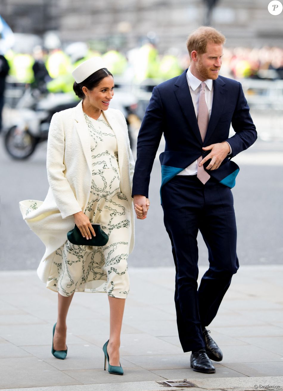 Meghan Markle, duchesse de Sussex (enceinte) et le prince Harry, duc de Sussex - Arrivée de la famille royale britannique à la messe en l'honneur de la journée du Commonwealth à l'abbaye de Westminster à Londres, le 11 mars 2019.