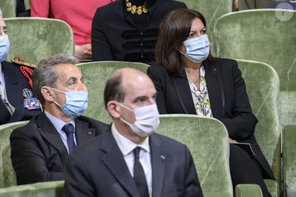 Anne Hidalgo, maire de Paris - Le président français Emmanuel Macron commémore le bicentenaire de la mort de Napoléon à l'Institut de France, le 5 mai 2021 à Paris.