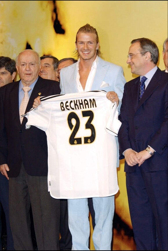 David Beckham lors de sa présentation officielle au Real Madrid, le 2 juillet 2003.