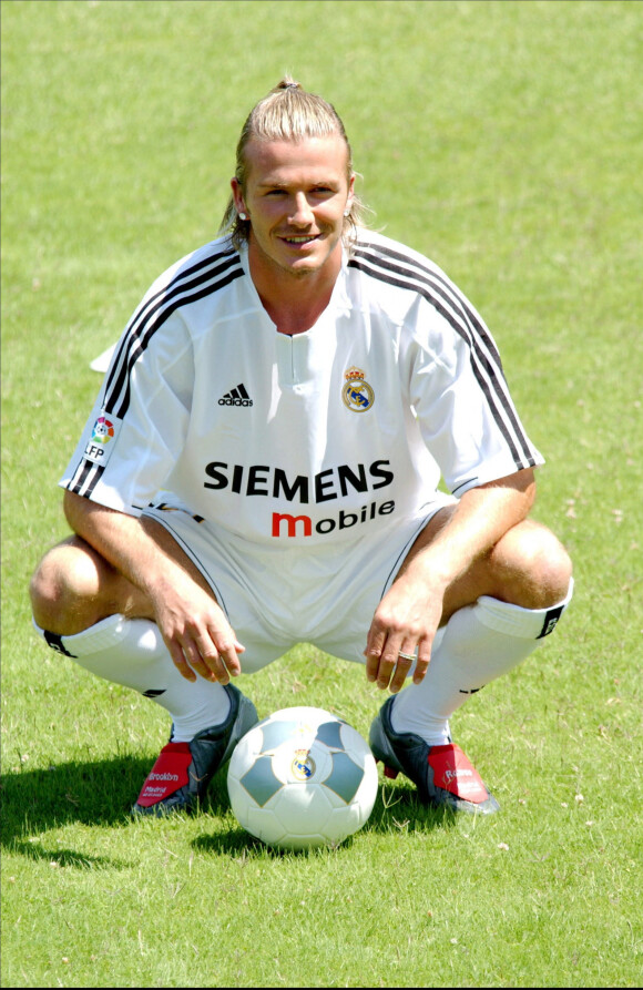 David Beckham lors de sa présentation officielle au Real Madrid, le 2 juillet 2003.