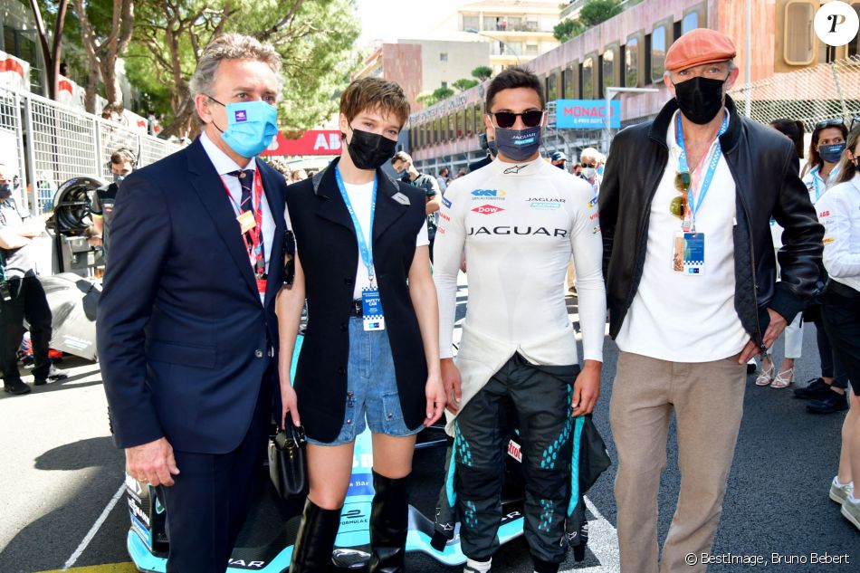 Alejandro Agag, patron de la formule E, Léa Seydoux, Mitch Evans, Vincent Cassel - People lors de la 4ème édition du E-Prix De Monaco 2021 le 8 mai 2021 © Bruno Bebert / Bestimage