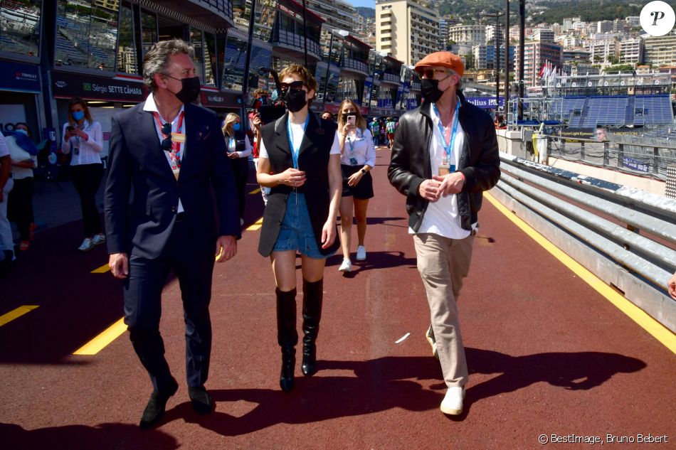 Alejandro Agag, patron de la formule E, Léa Seydoux, Vincent Cassel - People lors de la 4ème édition du E-Prix De Monaco 2021 le 8 mai 2021 © Bruno Bebert / Bestimage