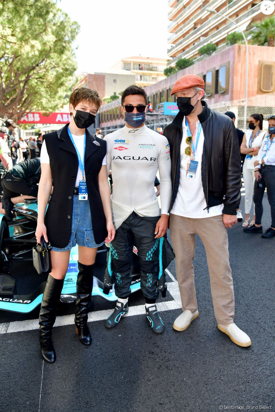 Léa Seydoux, Mitch Evans, Vincent Cassel - People lors de la 4ème édition du E-Prix De Monaco 2021 le 8 mai 2021 © Bruno Bebert / Bestimage