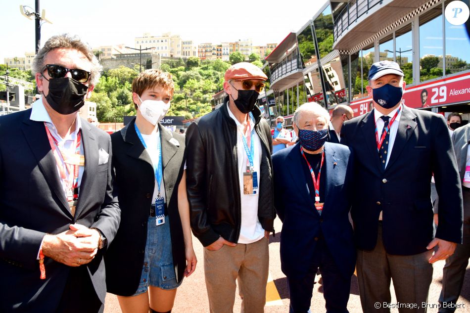 Alejandro Agag, patron de la formule E, Léa Seydoux, Vincent Cassel, Jean Todt, le prince Albert II de Monaco - People lors de la 4ème édition du E-Prix De Monaco 2021 le 8 mai 2021 © Bruno Bebert / Bestimage
