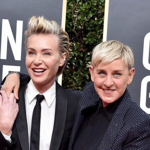 Portia de Rossi et sa femme Ellen DeGeneres - Photocall de la 77ème cérémonie annuelle des Golden Globe Awards au Beverly Hilton Hotel à Los Angeles, le 5 janvier 2020.