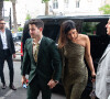 Joe Jonas et sa femme Sophie Turner, Nick Jonas et sa femme Priyanka Chopra, arrivent au restaurant Ralph Lauren, à Paris le 24 juin 2019.