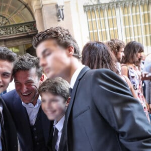 Exclusif - Benjamin Castaldi et ses trois fils Julien, Simon et Enz - Arrivées à la mairie - Mariage de Benjamin Castaldi et Aurore Aleman à la mairie de Marseille, le 27 août 2016. © Jacovides-Moreau/Bestimage