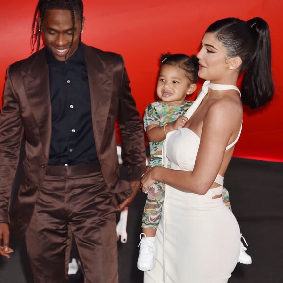 Kylie Jenner, son compagnon Travis Scott et leur fille Stormi Webster - Première du reportage 'Travis Scott : Look Mom I Can Fly', le 27 août 2019.