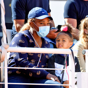 Serena Williams et sa fille Olympia (3 ans) assistent au premier match de l'Ultimate Tennis Showdown 4 au technopole Sophia Antipolis. Biot, le 24 mai 2021. © Bruno Bébert/Bestimage