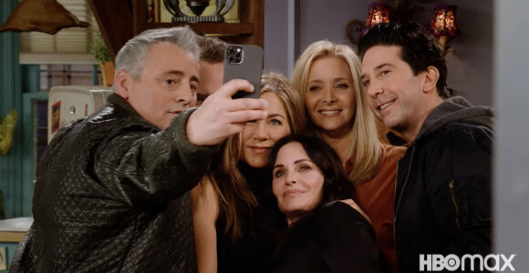 Jennifer Aniston, Courteney Cox, Lisa Kudrow, Matthew Perry, Matt LeBlanc et David Schwimmer dans l'épisode spécial de "Friends".