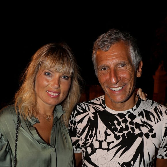 Exclusif - Nagui et sa femme Mélanie Page - F.Xavier Demaison et F. Berléand dans la pièce "Par le Bout du Nez" lors du Festival de Ramatuelle, le 2 août 2020. © Luc Boutria / Nice Matin / Bestimage 