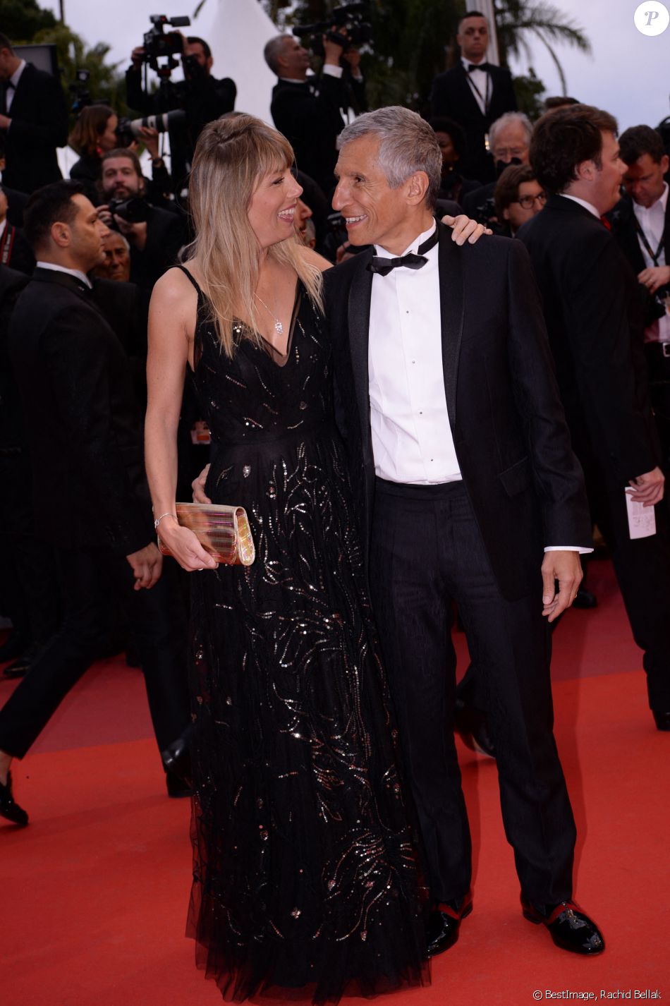 Nagui (Nagui Fam) et sa femme Mélanie Page à la première de "Douleur et Gloire" lors du 72ème Festival International du Film de Cannes, le 17 mai 2019. © Rachid Bellak/Bestimage