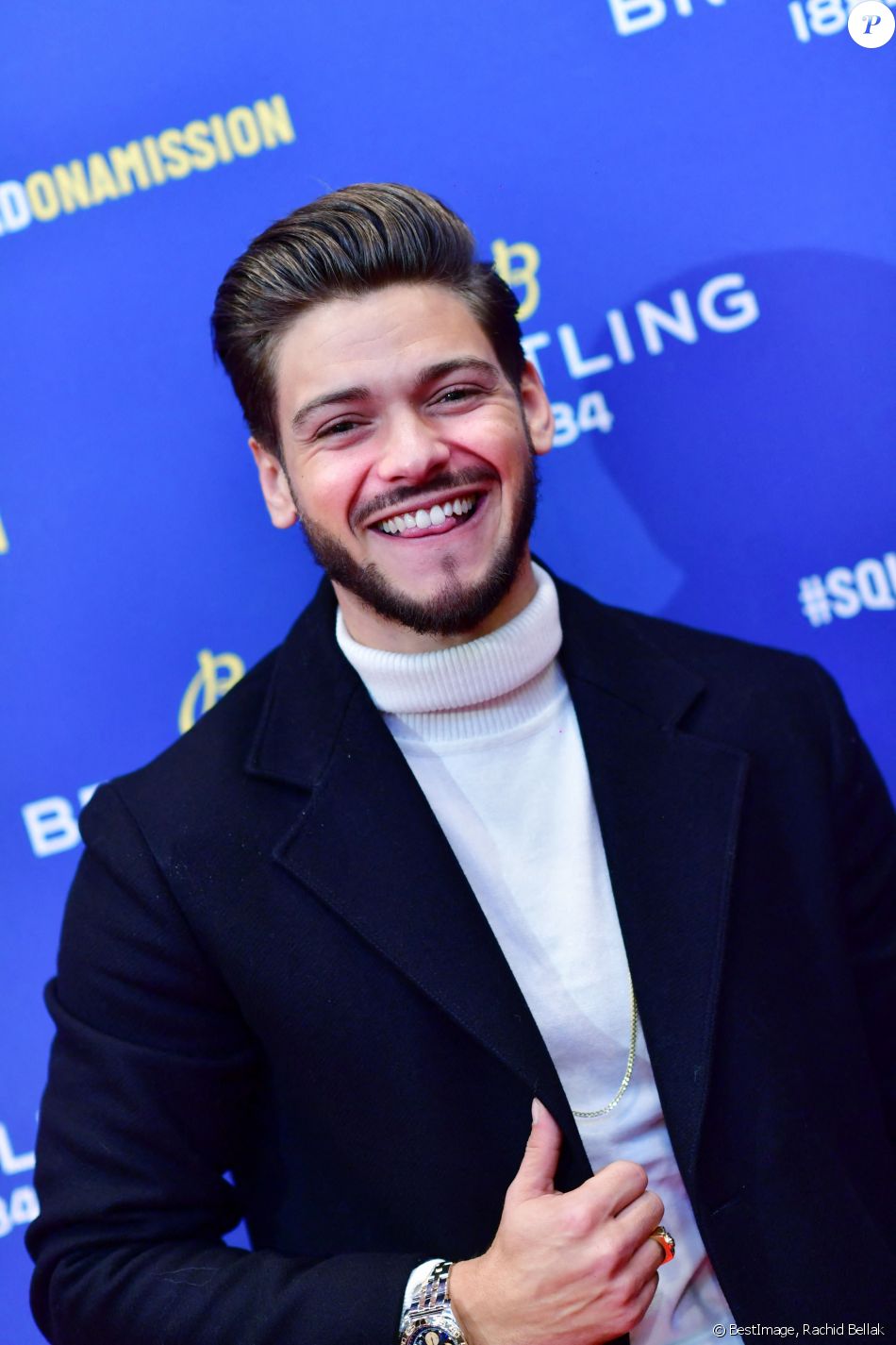 Rayane Bensetti lors de la soirée de réouverture de la boutique "Breitling", située rue de la Paix. Paris, le 3 octobre 2019. © Rachid Bellak/Bestimage