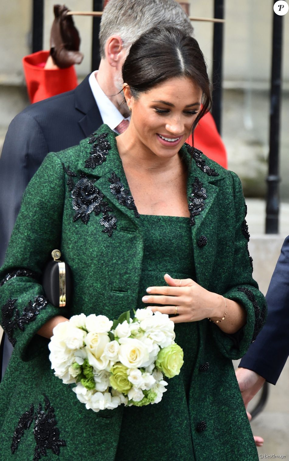 Meghan Markle, duchesse de Sussex, enceinte, à la sortie de Canada House après une cérémonie pour la Journée du Commonwealth à Londres le 11 mars 2019.