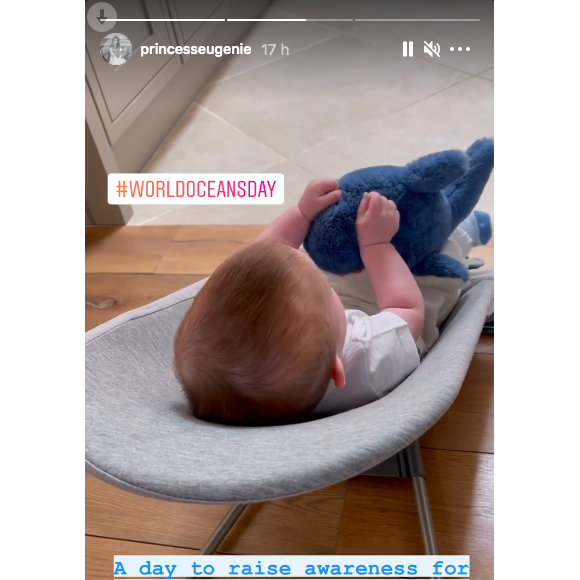 La princesse Eugenie partage une vidéo de son fils August (4 mois) sur Instagram, le 8 juin 2021.