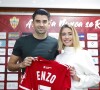Enzo Zidane avec sa compagne Karen Gonçalves lors de la présentation officielle de son arrivée à l'UD Almería le 5 février 2020. 