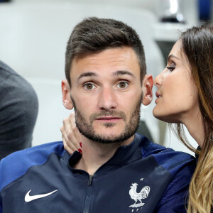 Hugo Lloris et sa femme Marine dans les tribunes à la fin du match de quart de finale de l'UEFA Euro 2016 France-Islande au Stade de France à Saint-Denis le 3 juillet 2016. © Cyril Moreau / Bestimage