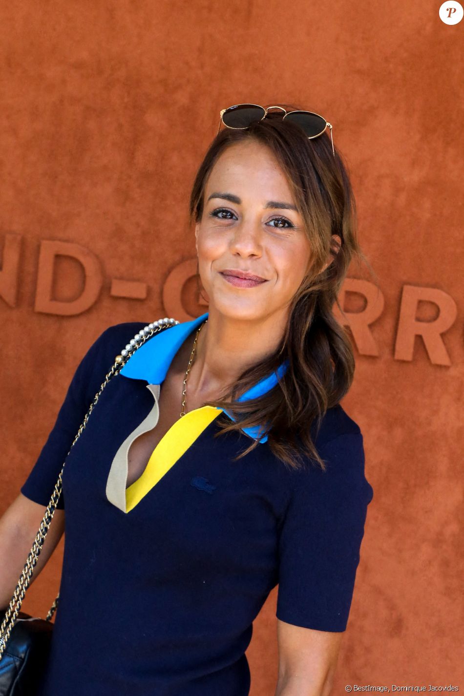 Alice Belaïdi au village de Roland-Garros avant la finale opposant Novak Djokovic à Stefanos Tsitsipas. Paris, le 13 juin 2021. © Dominique Jacovides / Bestimage