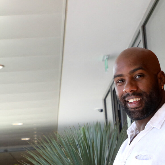 Teddy Riner au village de Roland-Garros avant la finale opposant Novak Djokovic à Stefanos Tsitsipas. Paris, le 13 juin 2021. © Dominique Jacovides / Bestimage