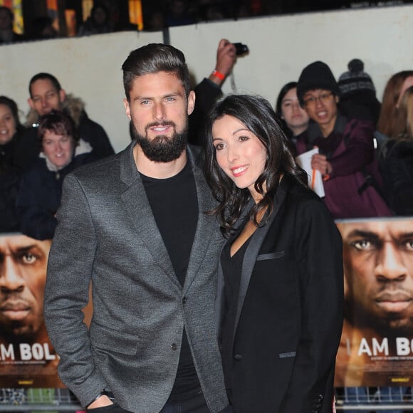 Olivier Giroud et sa femme Jennifer Giroud à la première de 'I Am Bolt' à The Odeon à Leicester Square à Londres, le 28 novembre 2016 © Ferdaus Shamim via Zuma/Bestimage