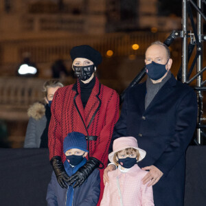 Le prince Albert II de Monaco, sa femme la princesse Charlene et leurs enfants le prince héréditaire Jacques et la princesse Gabriella durant la célébration de la Sainte Dévote, Sainte patronne de Monaco, à Monaco le 26 janvier 2021. © Olivier Huitel / Pool Monaco /Bestimage 