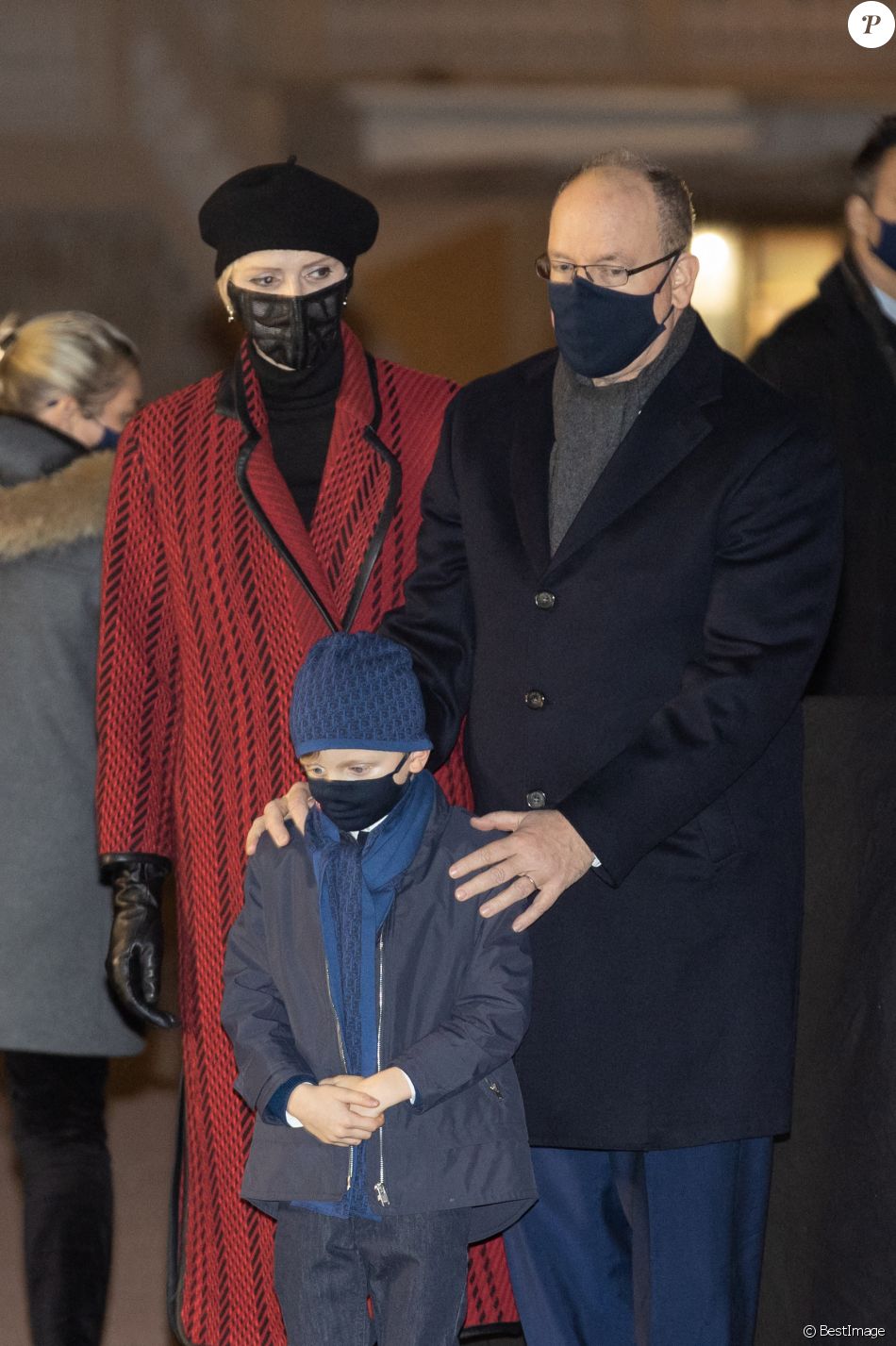 Le prince Albert II de Monaco, sa femme la princesse Charlene et leurs enfants le prince héréditaire Jacques et la princesse Gabriella durant la célébration de la Sainte Dévote, Sainte patronne de Monaco, à Monaco le 26 janvier 2021. © Olivier Huitel / Pool Monaco /Bestimage albert