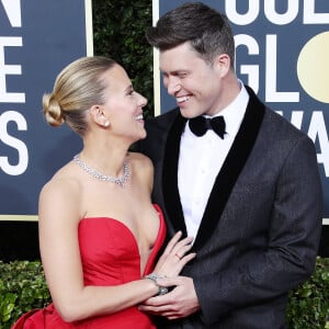 Scarlett Johansson et son mari Colin Jost - Photocall de la 77ème cérémonie annuelle des Golden Globe Awards au Beverly Hilton Hotel à Los Angeles, le 5 janvier 2020.