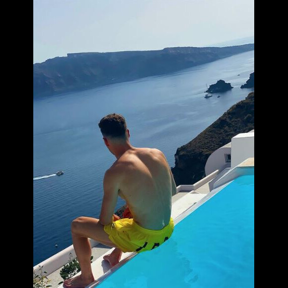 Luca Zidane, le fils de Zinédine Zidane, en vacances sur l'île de Santorin, en Grèce. Juin 2021.