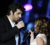 Patrick Fiori et Julie Zenatti en concert au stade Olympiysky a Moscou, le 7 mars 2013.