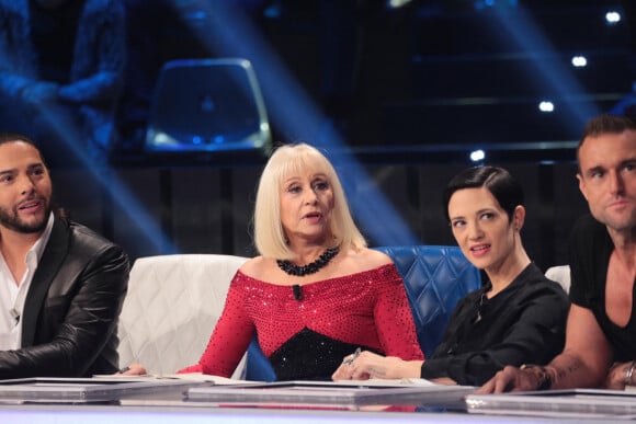 Joaquin Cortes, Raffaella Carra, Asia Argento et Philipp Plein lors de la 3ème émission de télévision "Forte Forte Forte" à Rome, le 31 janvier 2015. 