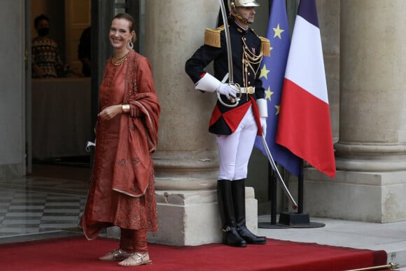 L'actrice Carole Bouquet arrive pour un dîner d'Etat avec le président français et italien, au palais de l'Elysée, Paris, le 5 juillet 2021. © Stéphane Lemouton / Bestimage 