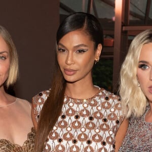 Amber Valletta, Joan Smalls et Katy Perry au dîner de lancement des Parfums Louis Vuitton ("Stellar Times", "Cosmetic Cloud", "Dancing Blossom", "Rhapsody" et "Symphony") à la Fondation Louis Vuitton. Paris, France, le 5 juillet 2021.