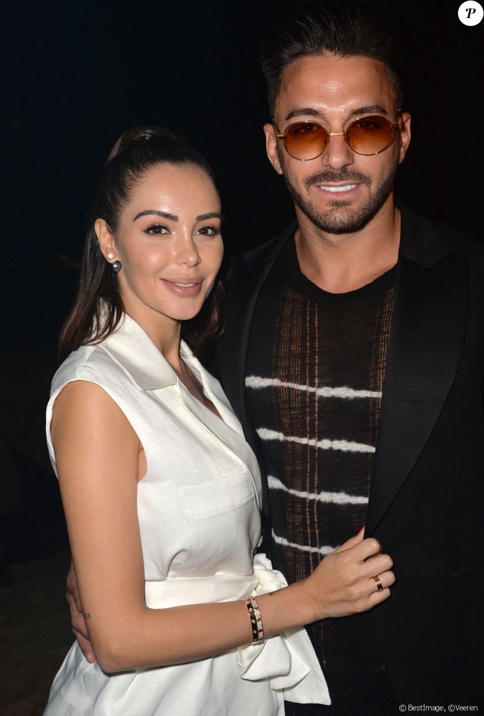 Nabilla Benattia et son mari Thomas Vergara au photocall de l'after party "Magnum x Rita Ora" sur la plage privée Magnum lors du 72ème Festival International du Film de Cannes. © Veeren/Bestimage