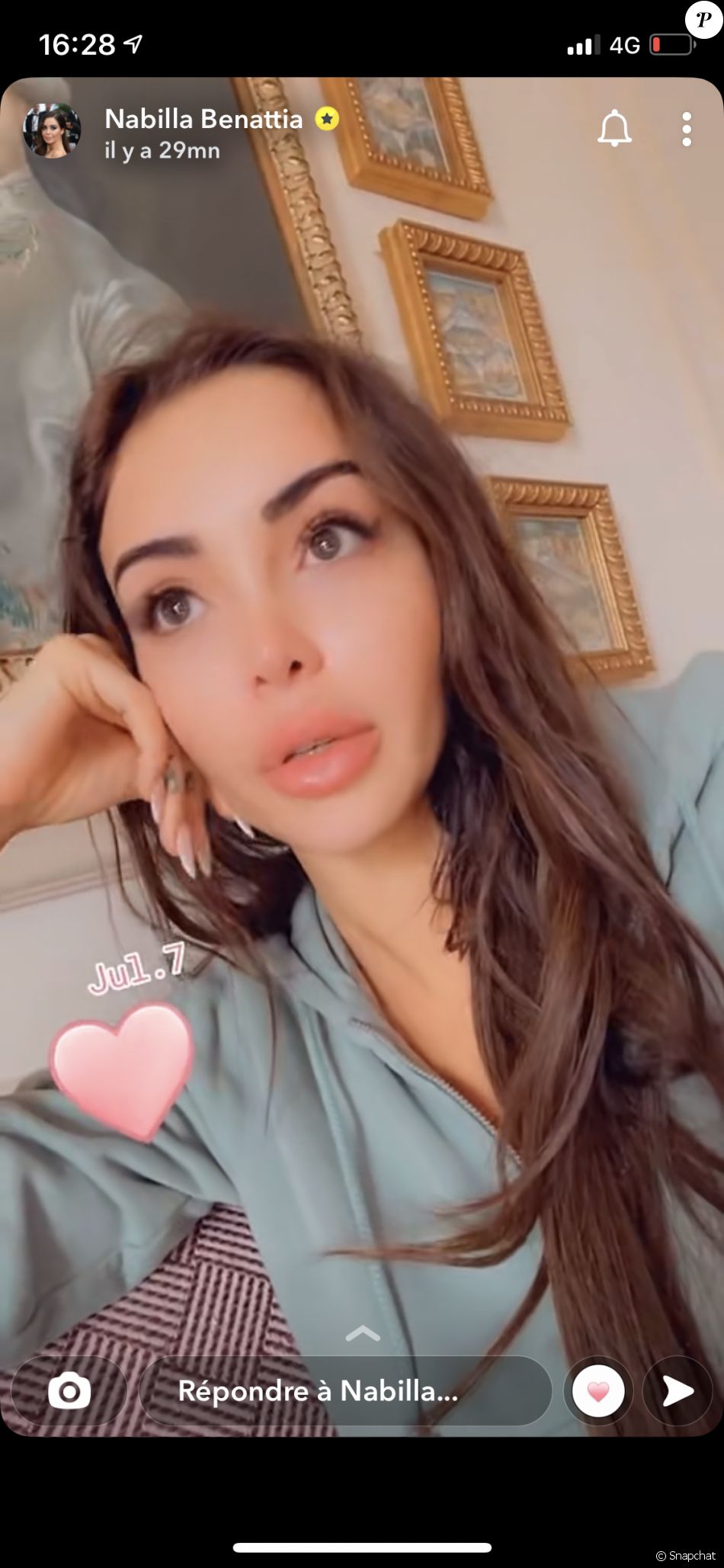 Nabilla s'exprime sur Snapchat après avoir été cambriolée le jour de son mariage à Chantilly.