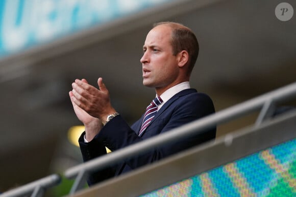 Le prince William lors de la demi-finale de l'Euro 2020 avec le match opposant l'Angleterre au Danemark, au stade de Wembley à Londres, le 7 juillet 2021.