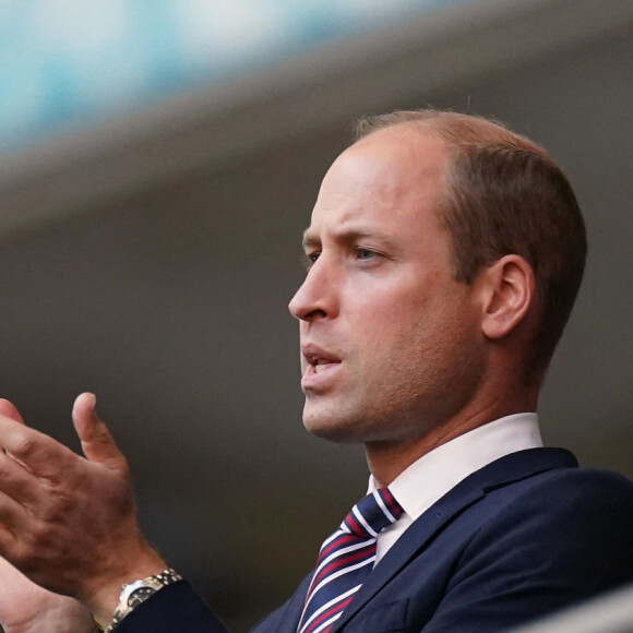 Le prince William lors de la demi-finale de l'Euro 2020 avec le match opposant l'Angleterre au Danemark, au stade de Wembley à Londres, le 7 juillet 2021.