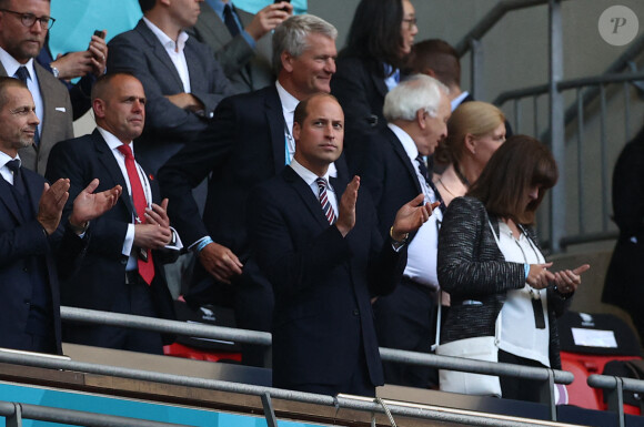 Le prince William lors de la demi-finale de l'Euro 2020 avec le match opposant l'Angleterre au Danemark, au stade de Wembley à Londres, le 7 juillet 2021.